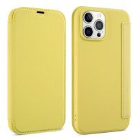 Pokrowiec portfelowy z silikonu i skóry PU do iPhone 13 Pro - żółty