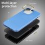 Etui odporne na uderzenia z teksturą skóry do iPhone 13 mini - jasnoniebieskie
