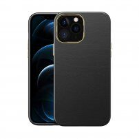 Etui odporne na uderzenia z teksturą skóry do iPhone 13 Pro Max - czarny