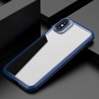 Przezroczyste etui odporne na uderzenia z teksturą karbonu do iPhone XR - niebieskie