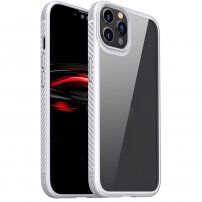 Przezroczyste etui odporne na uderzenia z teksturą karbonu do iPhone 12 Pro Max - biały