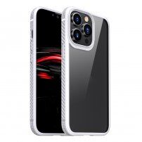 Przezroczyste etui odporne na uderzenia z teksturą karbonu do iPhone 13 Pro Max - biały
