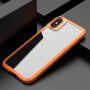 Przezroczyste etui odporne na uderzenia z teksturą karbonu do iPhone X / XS - pomarańczowe