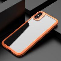 Przezroczyste etui odporne na uderzenia z teksturą karbonu do iPhone X / XS - pomarańczowe