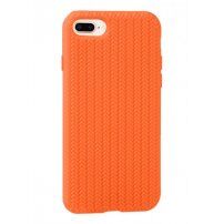 Silikonowe etui z plecionym wzorem do iPhone 7 Plus / 8 Plus - pomarańczowe