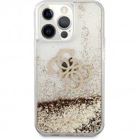 Guess Big 4G Liquid Glitter Gold etui do iPhone 13 Pro - złote