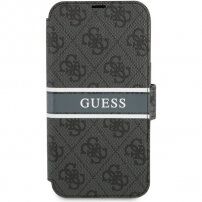 Guess 4G Printed Stripe pokrowiec flip do iPhone 13 mini - szare