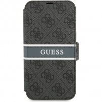 Guess 4G Printed Stripe pokrowiec flip do iPhone 13 Pro Max - szare