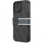 Guess 4G Printed Stripe pokrowiec flip do iPhone 13 Pro Max - szare