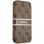 Guess 4G Printed Stripe pokrowiec flip do iPhone 13 - brązowy