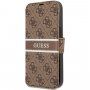 Guess 4G Printed Stripe pokrowiec flip do iPhone 13 Pro Max - brązowy