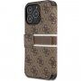 Guess 4G Printed Stripe pokrowiec flip do iPhone 13 Pro Max - brązowy
