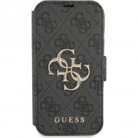 Guess 4G Metal Logo pokrowiec flip do iPhone 13 mini - szare