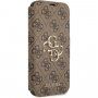 Guess 4G Metal Logo pokrowiec flip do iPhone 13 mini - brązowy
