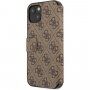 Guess 4G Metal Logo pokrowiec flip do iPhone 13 mini - brązowy
