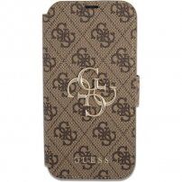 Guess 4G Metal Logo pokrowiec flip do iPhone 13 Pro Max - brązowy