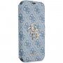 Guess 4G Metal Logo pokrowiec flip do iPhone 13 mini - niebieskie