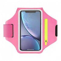 Pokrowiec sportowy na rękę z kieszenią na klucze i miejscem na karty do iPhone - różowe