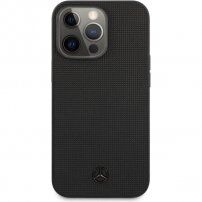Mercedes Genuine Leather Meshed etui skórzane do iPhone 13 Pro Max - czarny