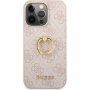 Guess 4G Ring etui z uchwytem na palec iPhone 13 Pro Max - różowy