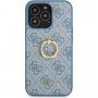 Guess 4G Ring etui z uchwytem na palec iPhone 13 Pro Max - niebieskie