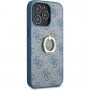 Guess 4G Ring etui z uchwytem na palec iPhone 13 Pro Max - niebieskie