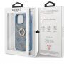 Guess 4G Ring etui z uchwytem na palec iPhone 13 Pro Max - niebieskie
