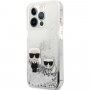 Karl Lagerfeld Liquid Glitter Karl and Choupette etui do iPhone 13 Pro Max - srebrny