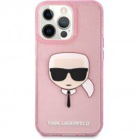 Karl Lagerfeld Full Glitter Karl Head etui do iPhone 13 Pro Max - różowy