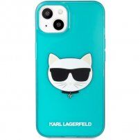 Karl Lagerfeld Choupette Head etui do iPhone 13 mini - turkusowy