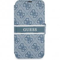Guess 4G Printed Stripe pokrowiec flip do iPhone 13 mini - niebieskie