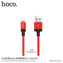 HOCO pleciony kabel do ładowania dla Apple iPhone / iPad / iPod - 1 m - czerwono-czarny
