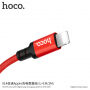 HOCO pleciony kabel do ładowania dla Apple iPhone / iPad / iPod - 1 m - czerwono-czarny