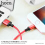 HOCO pleciony kabel do ładowania dla Apple iPhone / iPad / iPod - 1 m - czerwono-czarny
