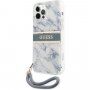 Guess Marble Stripe etui do iPhone 12 Pro Max - niebieskie