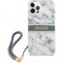 Guess Marble Stripe etui do iPhone 12 Pro Max - niebieskie