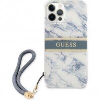 Guess Marble Stripe etui do iPhone 12 Pro Max - niebieskie