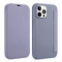 Pokrowiec portfelowy z silikonu i skóry PU do iPhone 13 - niebiesko-szary