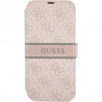 Guess 4G Printed Stripe pokrowiec flip do iPhone 13 - różowe