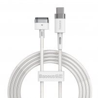 Baseus ładujący kabel magnetyczny ze złączem MagSafe 2 (kształt T) / USB-C dla Macbook - 2m - biały