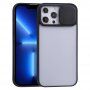 Półprzezroczyste etui z przesuwaną osłoną obiektywu aparatu do iPhone 13 Pro - czarny
