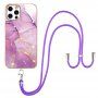 Etui marmurowe ze sznurkiem do iPhone 12 Pro Max - purpurowy
