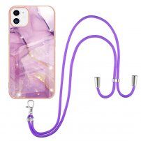 Etui marmurowe ze sznurkiem do iPhone 11 - purpurowy