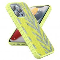 Mutural etui świecące w ciemności z powierzchnią tekstylną do iPhone 13 Pro Max - zielono-szary