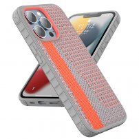 Mutural etui świecące w ciemności z powierzchnią tekstylną do iPhone 13 Pro Max - pomarańczowe