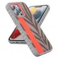 Mutural etui świecące w ciemności z powierzchnią tekstylną do iPhone 13 Pro Max - pomarańczowo-szary