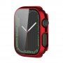 Metalowy pokrowiec ochronny ze szkłem hartowanym do Apple Watch 45mm - czerwony