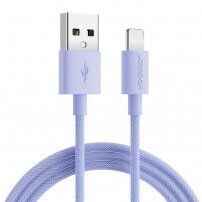 JOYROOM kabel USB-A do transmisji danych i ładowania w oplocie / Lightning dla iPhone'a / iPad / iPod / AirPods - 1 m - fioletowy