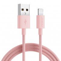 Joyroom kabel USB-A do transmisji danych i ładowania w oplocie / Lightning dla iPhone'a / iPad / iPod / AirPods - 2 m - różowy