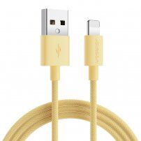 Joyroom kabel USB-A do transmisji danych i ładowania w oplocie / Lightning dla iPhone'a / iPad / iPod / AirPods - 2 m - żółte